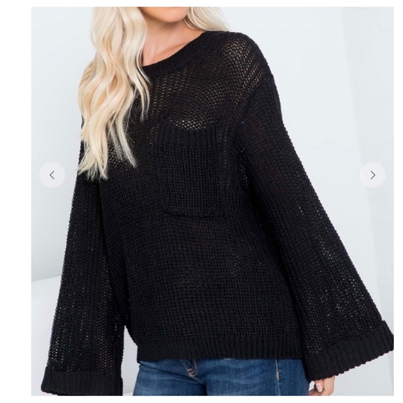 43 Boho Lightweight Sweater knit top with pocket - Picture 5 of 5